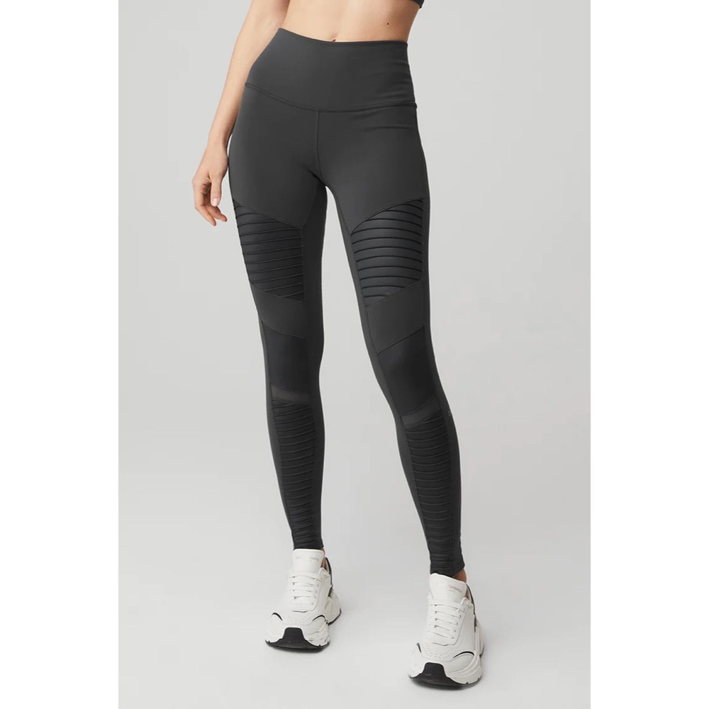 Alo Yoga High Rise Moto Leggings Size Small Anthracite Grey
